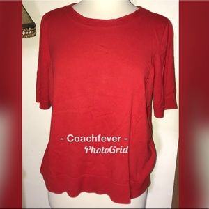 TALBOTS PETITES SS Red Knit Sweater Top XLP